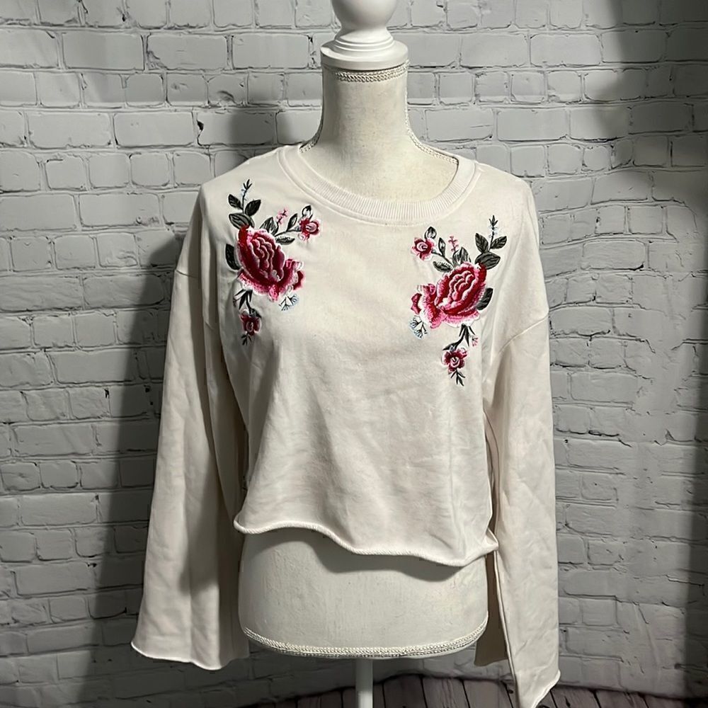 Streetwear Society - crop white Roses sweatshirt - M